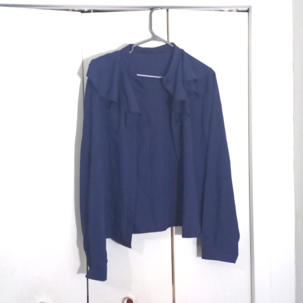 Ruffle Trim Button Up Blouse